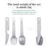 iBasingo Ultralight 3-in-1 Titanium Cutlery Set Interlocking Storage Knife Fork Spoon with Built-in Bottle Opener Portable Camping Backpacking Travel Reusable Flatware Ti1077T view 4