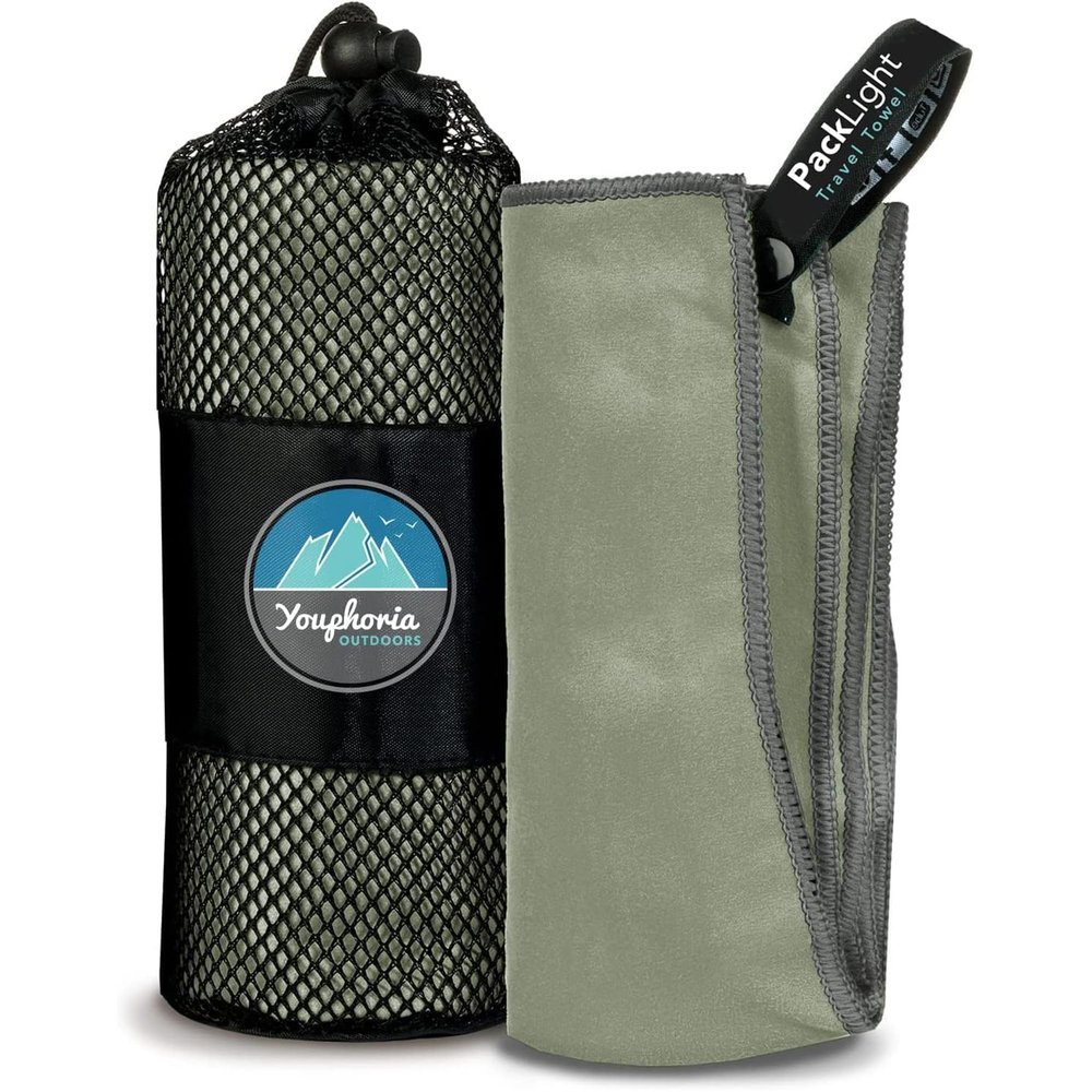 Youphoria Microfiber Travel Towel Fast Drying Lightweight - Quick Dry Towel for Camping, Beach, Backpacking, Hiking, & Sport Army Green