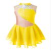 winying Kids Girls Figure Ice Skating Dress Rhinestones Sleeveless Gymnastic Leotard Ballet Tutu Skirts Dancewear Yellow C 10 Years view 1