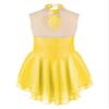 winying Kids Girls Figure Ice Skating Dress Rhinestones Sleeveless Gymnastic Leotard Ballet Tutu Skirts Dancewear Yellow C 10 Years view 2