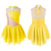 winying Kids Girls Figure Ice Skating Dress Rhinestones Sleeveless Gymnastic Leotard Ballet Tutu Skirts Dancewear Yellow C 10 Years view 3