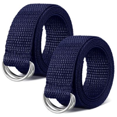 Seematn Web Football Belt 52 Inches Football Pants Belt D Ring Belts for Men Women Youth Boys Kids Girls(Blue,2 Pcs)