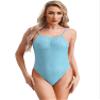 YiZYiF Womens Adult High Cut Thong Bikini Bodysuit Nightwear One Piece Monokini Swimsuit Cyan One Size view 1