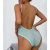 YiZYiF Womens Adult High Cut Thong Bikini Bodysuit Nightwear One Piece Monokini Swimsuit Cyan One Size view 3