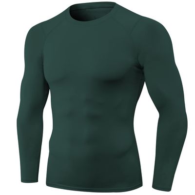 SPVISE Compression Shirt Men Long Sleeve Workout Gym Baselayer Top Green