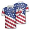 PRIMESTY Custom Bowling Shirts for Men, Patriotic American Flag Bowling Jerseys, Personalized Bowling Polo Shirts
