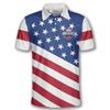 PRIMESTY Custom Bowling Shirts for Men, Patriotic American Flag Bowling Jerseys, Personalized Bowling Polo Shirts view 2