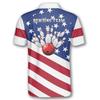 PRIMESTY Custom Bowling Shirts for Men, Patriotic American Flag Bowling Jerseys, Personalized Bowling Polo Shirts view 3