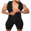 Panegy Mens Rompers Jumpsuits Cotton Zipper Hoodie Bodysuit Leotard One Piece Drawstring Shorts Coverall Tracksuits Summer Fashion Streetwear Black Onesie Clubwear view 1