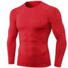 Red Men's Compression Shirts Long Sleeve, Dry Fit Athletic Workout Gym Shirts Sports Base Layer Top Running T-Shirt view 1