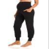 V VOCNI Women's Maternity Pants Maternity Activewear Jogger Track Cuff Sweatpants Over The Belly Stretchy Pregnancy Pants Black 2XL view 1