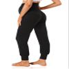 V VOCNI Women's Maternity Pants Maternity Activewear Jogger Track Cuff Sweatpants Over The Belly Stretchy Pregnancy Pants Black 2XL view 3