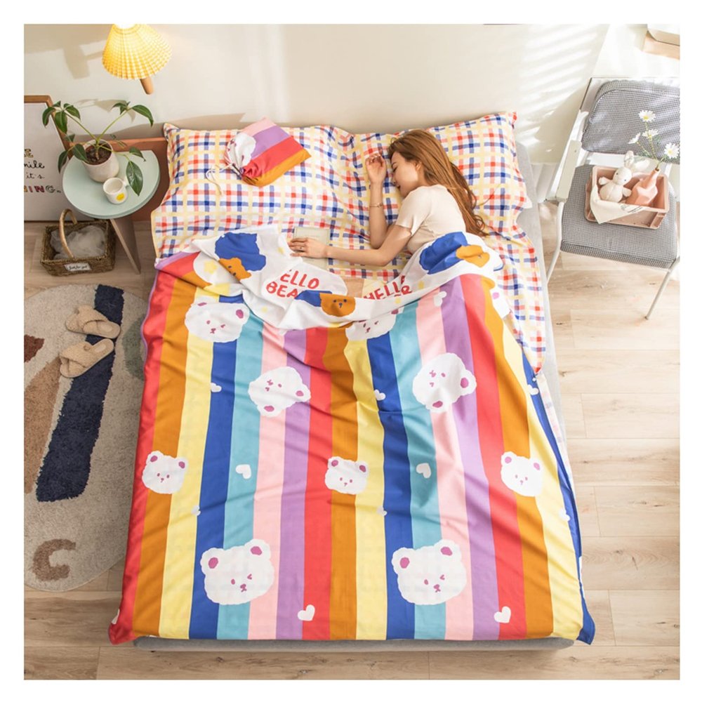 Sleeping Bag Liners Comfortable Cotton Sleeping Bag, Compact Adult Sleeping Bag Camping Travel Hotel Sheet Sleeping Bag Liner, Easy to Wash (Size : 200x215cm/78.74x84.64in)