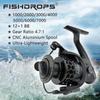 Fishdrops Spinning Fishing Reels 12+1BB Ultra Lightweight Carved Aluminum Spool Reels Affordable Smooth Spinning Reels view 3