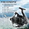 Fishdrops Spinning Fishing Reels 12+1BB Ultra Lightweight Carved Aluminum Spool Reels Affordable Smooth Spinning Reels view 3
