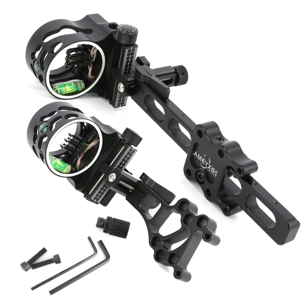 HNZMDY Archery 5 Pin Bow Sights 0.019 Optical Fiber Compound Bow Sight Micro Adjust Tool Less Design for Compound Bows Archery Hunting (Long Pole)