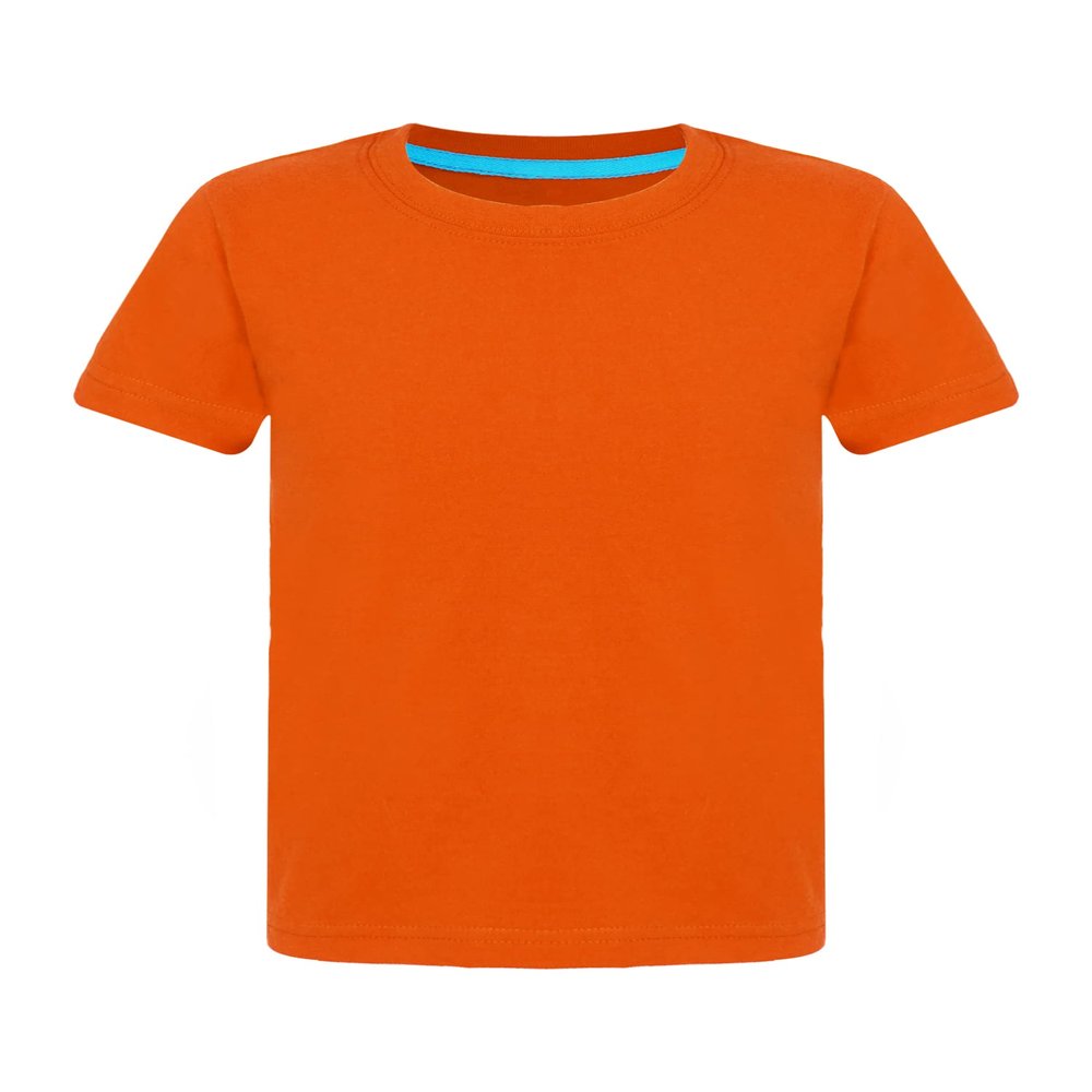 Aislor Kids Boys Girls Crewneck Short Sleeve T-Shirt School P.E Sports Fitness Running Top Undershirt Activewear Orange 9-10 Years