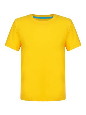 Aislor Kids Boys Girls Crewneck Short Sleeve T-Shirt School P.E Sports Fitness Running Top Undershirt Activewear Yellow 7-8 Years