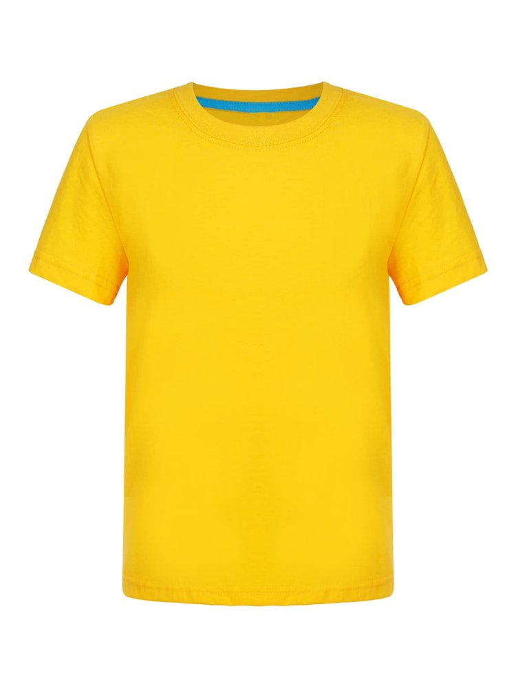 Aislor Kids Boys Girls Crewneck Short Sleeve T-Shirt School P.E Sports Fitness Running Top Undershirt Activewear Yellow 7-8 Years