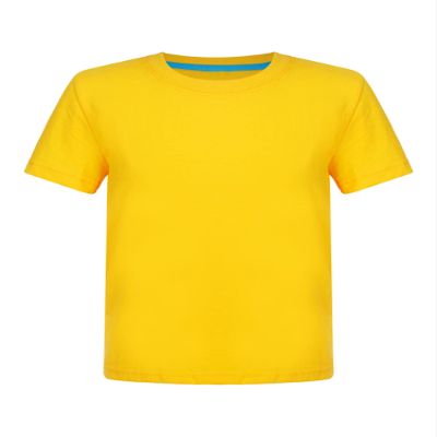 Aislor Kids Boys Girls Crewneck Short Sleeve T-Shirt School P.E Sports Fitness Running Top Undershirt Activewear Yellow 11-12 Years
