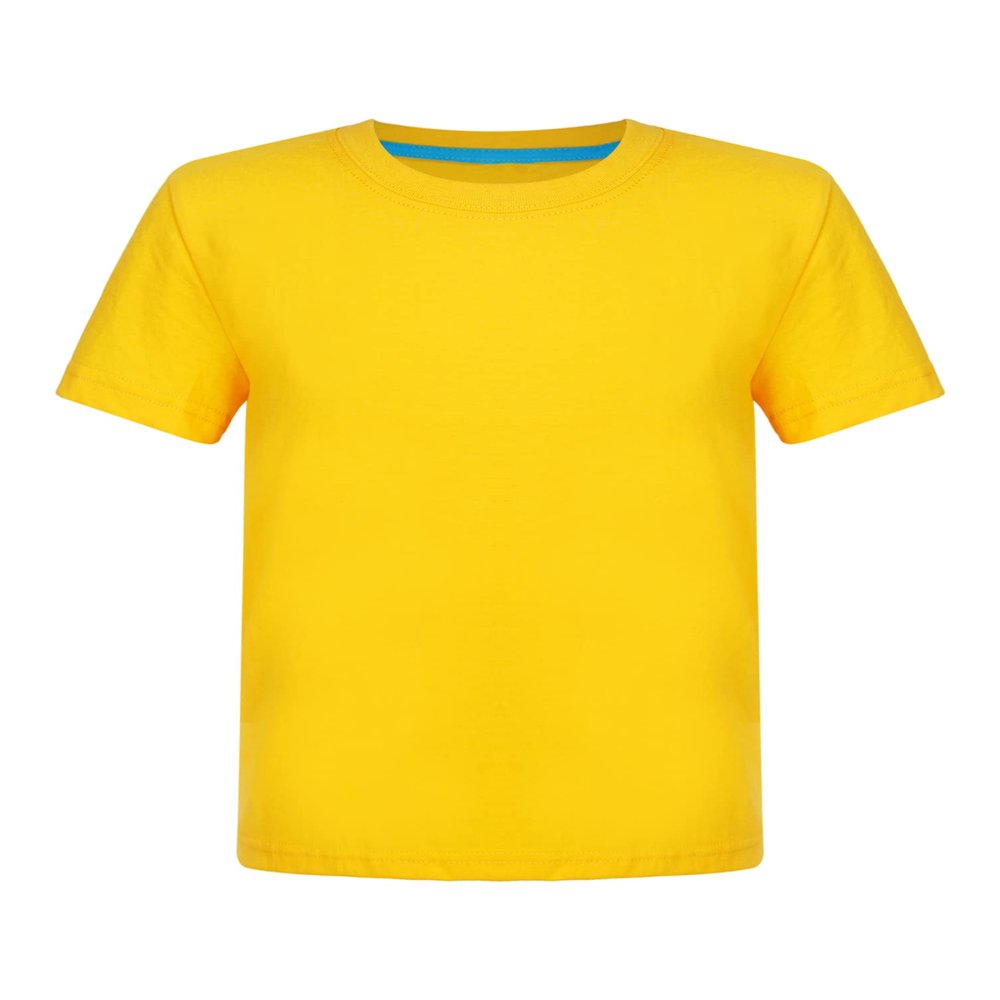 Aislor Kids Boys Girls Crewneck Short Sleeve T-Shirt School P.E Sports Fitness Running Top Undershirt Activewear Yellow 11-12 Years