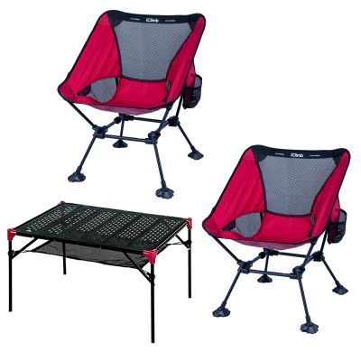 iClimb 2 Anti-Sinking Large Feet Chair and 1 Extendable Table Bundle, Ultralight Compact for Two Person Outdoor Backpacking Camping Hiking Beach Concert