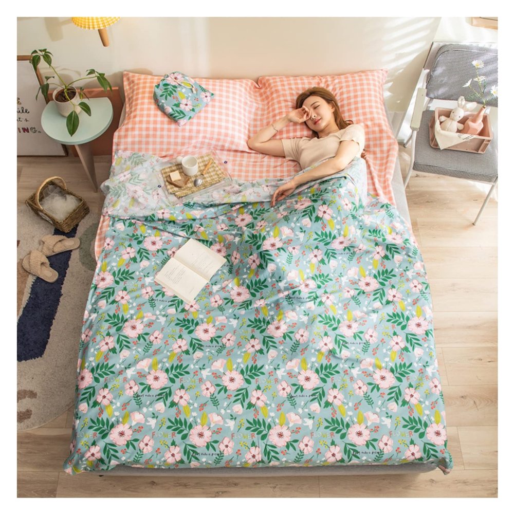 Sleeping Bag Liners Compact Adult Sleeping Bag, Cotton Sleeping Bag Liner Outdoor Camping Travel Hotel Sheet Sleeping Bag, for Four Seasons (Size : 120x215cm/47.24x84.64in)