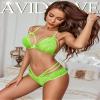 Avidlove Womens Sexy Lingerie Set Lace Bra and Panty Sets Green Yellow view 4