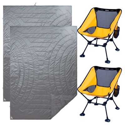 iClimb 2 Anti-Sinking Large Feet Chair and 2 3M Thinsulate Insulation Warm Blanket Bundle, Ultralight Compact for Adults Outdoor Backpacking Hiking Camping Beach Concert