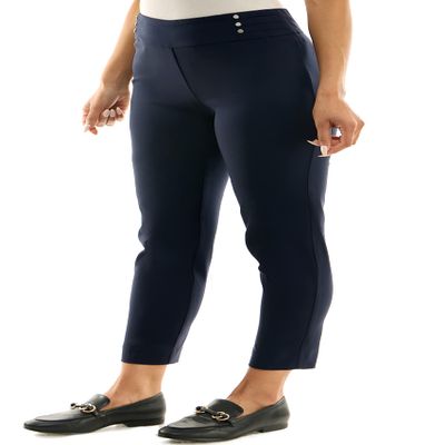 Zac & Rachel Women's Pull on Ankle Pant with Faux Back Pockets, Navy Blazer, XL