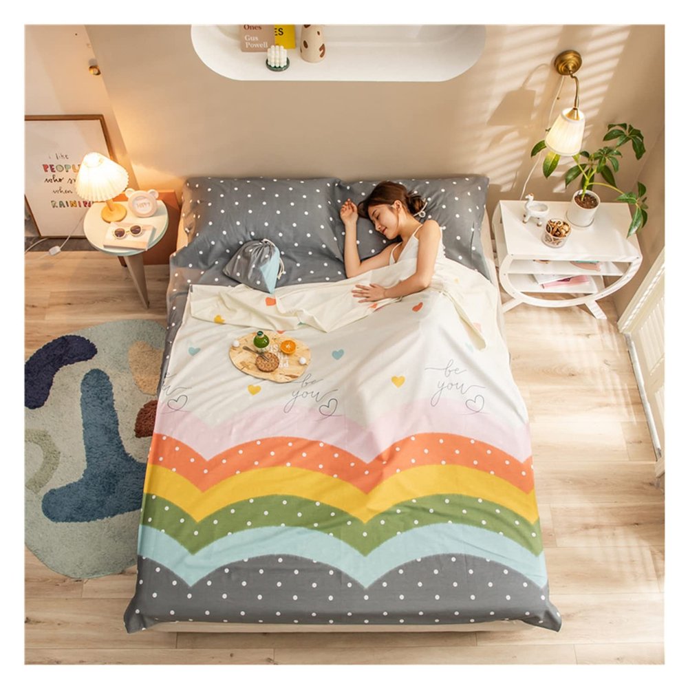Sleeping Bag Liners Compact Adult Sleeping Bag, Ultra Light Portable Camping Travel Hotel Sheet Sleeping Bag Liner, Skin-Friendly and Comfortable Cotton Fabric (Size : 180x215cm/70.86x84.64in)