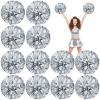 Deekin 12 Pcs Cheerleading Pom Poms Cheerleader Squad Spirited Fun Pompoms 12 Inch Metallic Foil Cheer Pom Poms with Handle Flowers for Sport Team Dance Costume Party 50g Weight Each(Silver) view 1