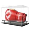 Boxing Glove Display Case,Self-Assembly Acrylic Display case for Full Size Boxing Glove,Baseball Glove Display Case Holder Showcase.Baseball Mitt Ball Football,Clear Case Black Base Riser Stand