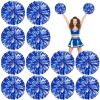 Deekin 12 Pcs Cheerleading Pom Poms Cheerleader Squad Spirited Fun Pompoms 12 Inch Metallic Foil Cheer Pom Poms with Handle Flowers for Sport Team Dance Costume Party 50g Weight Each(Blue and Silver) view 1