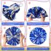 Deekin 12 Pcs Cheerleading Pom Poms Cheerleader Squad Spirited Fun Pompoms 12 Inch Metallic Foil Cheer Pom Poms with Handle Flowers for Sport Team Dance Costume Party 50g Weight Each(Blue and Silver) view 3
