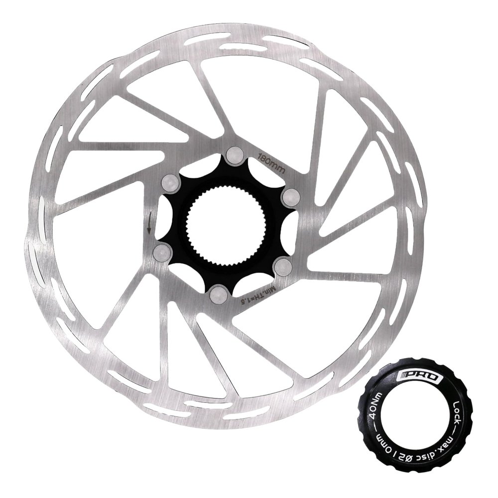 DJC Bike Center Lock Brake Rotor Disc 140mm 160mm 180mm 203mm MTB Road Bike Stainless Steel with Lockring iiipro (180mm)