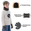 3Pcs Kids Winter Hat Knit Beanies Neck Warmer Scarf Gaiter and Toddler Fleece Lined Touch Screen Mittens Gloves Set for Boys Girls Khaki view 3