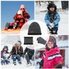 3Pcs Kids Winter Hat Knit Beanies Neck Warmer Scarf Gaiter and Toddler Fleece Lined Touch Screen Mittens Gloves Set for Boys Girls Khaki view 4