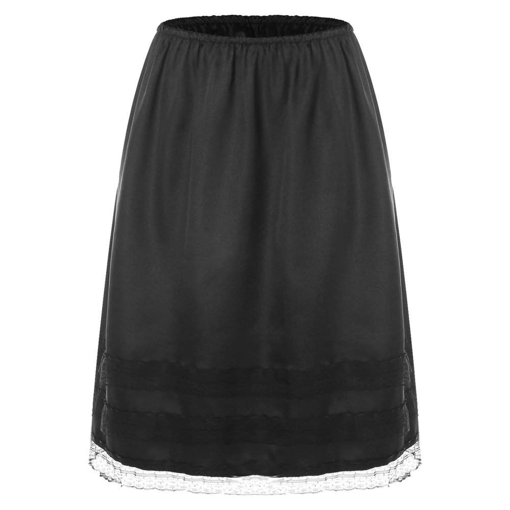 YONGHS Womens Half Slips Anti Static Lace Plus Size Long Underskirts for Under Dresses Black 3X-Large