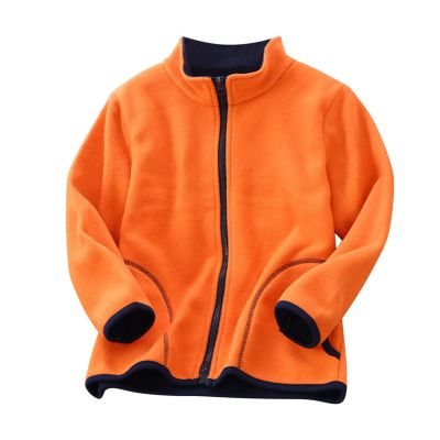 Fleece Jacket Boys Toddler Boys Girls Long Sleeve Winter Solid Fleece Zipper Coat Jacket Thicken (Orange, 4-5 Years)