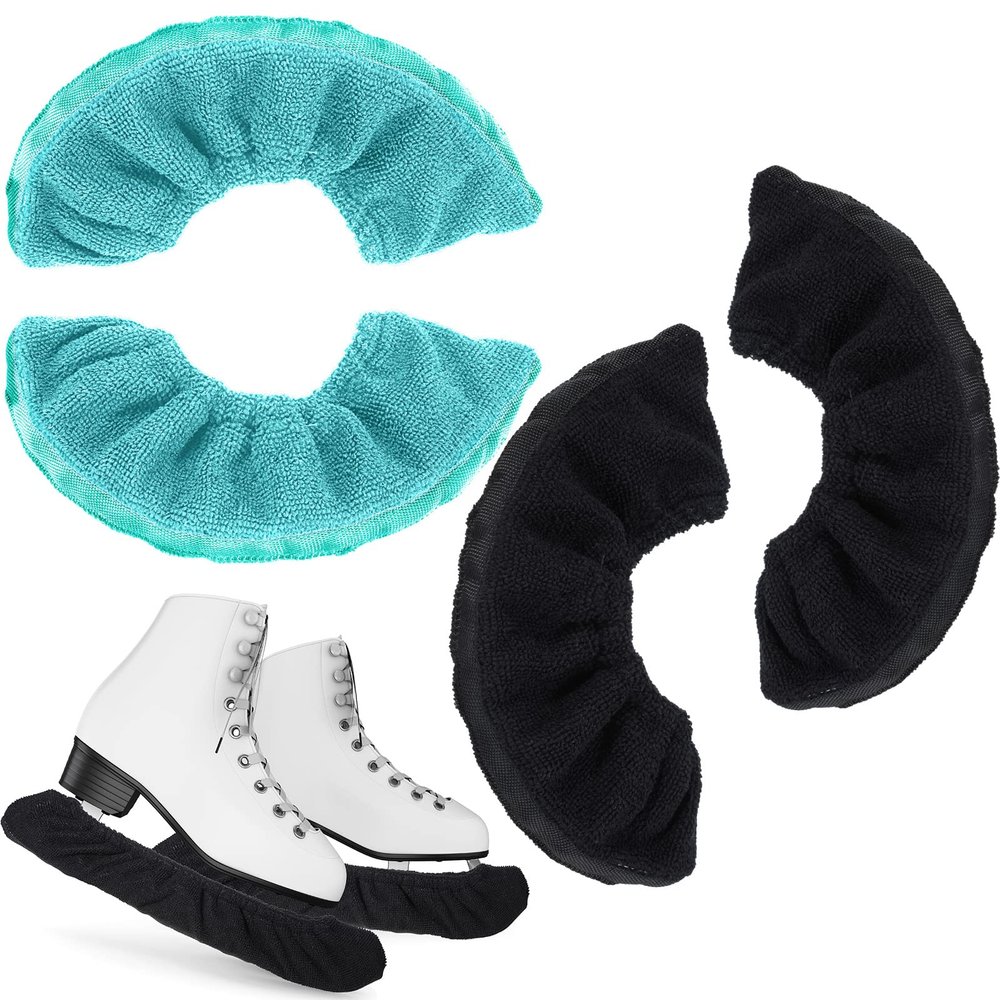 Chivao 4 Pcs Ice Skate Blade Covers Skate Guards Hockey Protector Skating Winter Ice Skates Covers Adult Men Women Boys Girls(Large,Black, Light Blue)