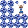 Deekin 12 Pcs Cheerleading Pom Poms Cheerleader Squad Spirited Fun Pompoms 12 Inch Metallic Foil Cheer Pom Poms with Handle Flowers for Sport Team Dance Costume Party 50g Weight Each(Blue and White) view 1