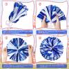 Deekin 12 Pcs Cheerleading Pom Poms Cheerleader Squad Spirited Fun Pompoms 12 Inch Metallic Foil Cheer Pom Poms with Handle Flowers for Sport Team Dance Costume Party 50g Weight Each(Blue and White) view 3
