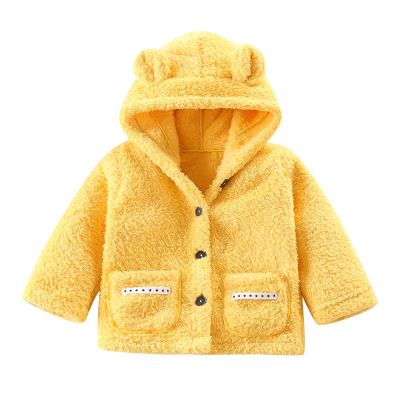 Kids Toddler Baby Boys Girls Long Sleeve Fleece Hooded Jacket Thick Coat Warm Outerwear Outfits (Yellow, 4-5 Years)