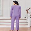 Ekouaer Womens Waffle Knit Pajamas Long Sleeve Lounge Set Button Up Pjs Loungewear with Pockets Lilac S view 2