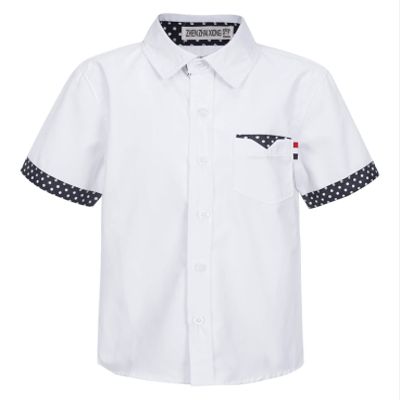 Agoky Kids Boys Short Sleeve Turndown Collar Button Down Shirt Students Boys Uniform Tops Formal Dress T-Shirt Casual Wear White 5-6 Years