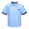 Agoky Kids Boys Short Sleeve Turndown Collar Button Down Shirt Students Boys Uniform Tops Formal Dress T-Shirt Casual Wear Blue 13-14 Years view 1