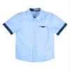 Agoky Kids Boys Short Sleeve Turndown Collar Button Down Shirt Students Boys Uniform Tops Formal Dress T-Shirt Casual Wear Blue 13-14 Years view 3