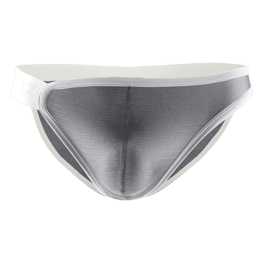 JEsilunmaMY Sexy Underwear for Men Low Rise Bulge Pouch Stretch Bikini Briefs Breathable Comfortable Underpants Swimwear (Grey,Medium)