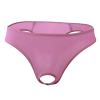 JEsilunmaMY Briefs Underwear for Men Low Rise Ice Silk Open Pouch Thong Bikini See Through Sexy Panties Underpants Swimwear (Pink,One Size) view 1